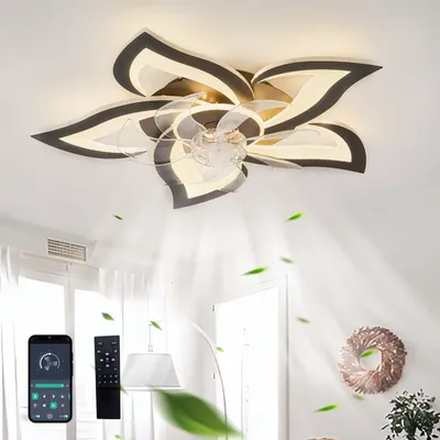 Plafondventilator mit LED-Licht, dimmbar, Fernbedienung, 6 Stufen, leise