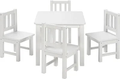 Produktbild von BOMI® Kindertisch mit 4 Stühlen aus Massiv Holz für Kleinkinder, Jungen und Mädchen