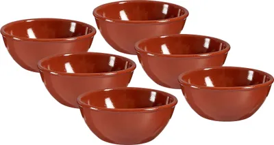 Zdjęcie produktu dla 6 glinianych misek, ręcznie wykończonych z dbałością o szczegóły – miski typu cazuelas o średnicy 15 cm, pojemność 600 ml – średniowieczna zastawa stołowa w stylu wikingów