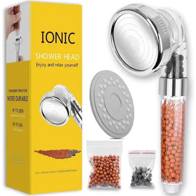 Produktbild von Duschkopf Handbrause Wassersparend 3 Strahlarten mit Druckerhöhung Ionenfilter Kalkfilter