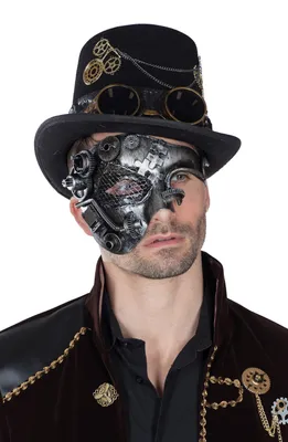 Produktbild von Rubies Steampunk Maske für Herren, Metalloptik, mit Zahnrad-Design