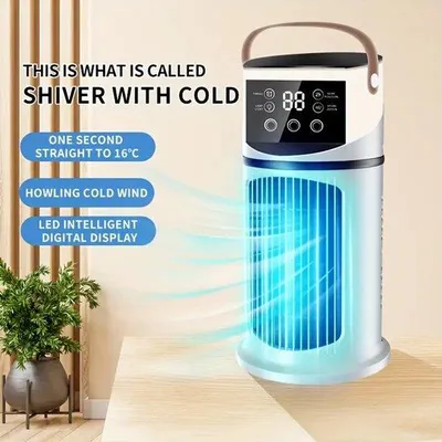 Immagine prodotto di Ventilatore elettrico portatile USB con luci LED, compatto, portatile, alimentazione USB, per uso domestico e in ufficio