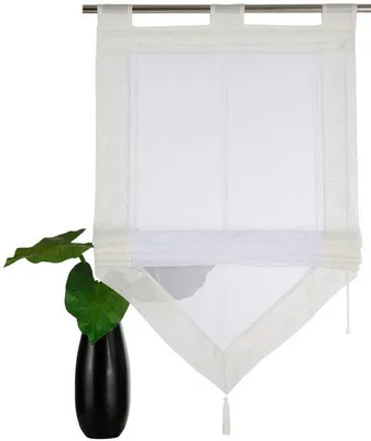 Productafbeelding van Devola Voile Gordijn met Tassels - 140 x 60 cm Beige