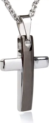 Produktbild von Karisma Edelstahl Kettenanhänger Kreuz IP Plating Schwarz Männerschmuck mit EdelstahKette- 50cm