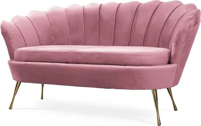 Produktbild von Bettso Elegant klassisch Muschelsofa Schalensofa Sofa Shell Muschel Couch auf Metallbeinen für Wohnzimmer Hellrosa Rosa