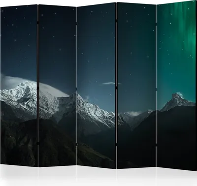Produktbild von Akusticher Raumteiler Landschaft Foto Paravent 225x172 cm beidseitig auf Vlies-Leinwand bedruckt Akustikschaum Trennwand Spanische Wand Sichtschutz Home Office Gebirge Himmel c-C-0254-z-c