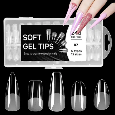 Produktbild von Nagelspitzen Full Cover Almond Ballerina Coffin Soft Gel 240 Stück