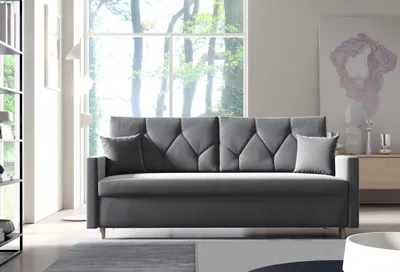 Produktbild von Schlafsofa ZORRA Dunkelgrau mit Schlaffunktion Bettkasten Bonellfederung 217 cm modernes Sofa