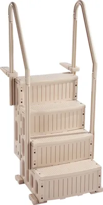 Obrázek produktu pro SucceBuy 4-stupňový bazénový žebřík v šedé barvě se 2 madly, nosnost 181 kg pro bazény 122,9-137,2 cm