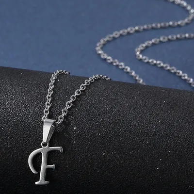 Produktbild von Elegante F Halskette aus Edelstahl - Uni Schmuck in Silber KP20695