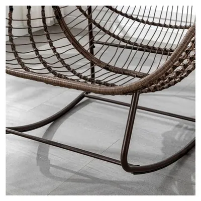Produktbild von Schaukelstühle 2er Set – Moderner Garten-Rocker mit dicker Polsterung, Übergroßer Rattan Ei-Schaukelstuhl für Balkon, Terrasse, Garten, Innen- und Außenbereich, Weiß