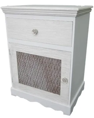 Produktbild von Casa Padrino Landhausstil Kommode Hellgrau / Braun 45 x 33 x H. 61 cm - Handgefertigte Kommode mit Tür und Schublade