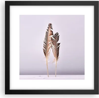 Produktbild von Gerahmtes Poster - Schwarzer Rahmen - Zwei Federn Flieder - 30x30 cm - Wand Bild - Wanddeko - Wandbilder - Kunstposter - Wandposter - Bilderrahmen - Bilder - Kunstdruck - Wandbild - P2BAC30x30-4335