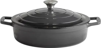 Produktbild von APS 88305 Bräter mit Deckel 5 STARS, Gusseisen, induktionsgeeignet, ofenfest, inkl. Deckelhalter, Ø 28 cm, 3 Liter, anthrazit