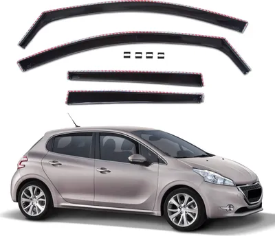 Produktbild von J&J AUTOMOTIVE | GP Windabweiser Für Peugeot 208 5D 2012-2019 4tlg, GP Regenabweiser, Schwarz, Getönt, Aerodynamisch, Einfache Montage, Befeistigung mit Clips