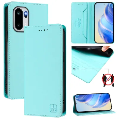 Produktbild von Lederhülle für OnePlus Ace 6 Hülle Flip Brieftasche Kartenfächern Ständer Schutzhülle Türkis
