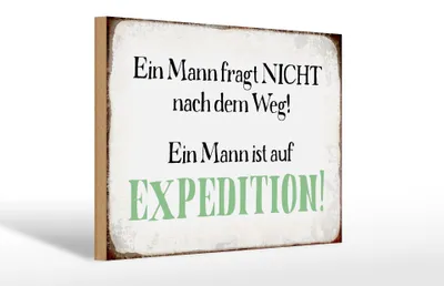 Produktbild von Holzschild Spruch 30x20cm Mann fragt nicht nach dem Weg