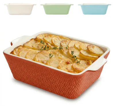 Produktbild von Kleine Keramik-Auflaufform für 2 Personen – Mini-Auflaufform für Tiramisu und Aufläufe – Extra hoher Rand – Kleine Auflaufform für Heißluftfritteusen – Keramik-Lasagneform – Rot