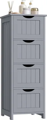 Produktbild von WOLTU Badezimmerschrank, Badschrank, mit 4 Schubladen, modern, 30x82x30 cm : Hellgrau Farbe: Hellgrau