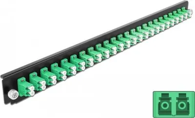 Produktbild von DeLOCK 19″ LWL Spleißbox Frontblende 24 Port LC Duplex grün, Faser, LC, Grün, Rackeinbau, 1U, 44 mm