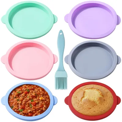 Produktbild von Silikonformen für Heißluftfritteuse 6er Set 10cm rund antihaftbeschichtet lebensmittelecht