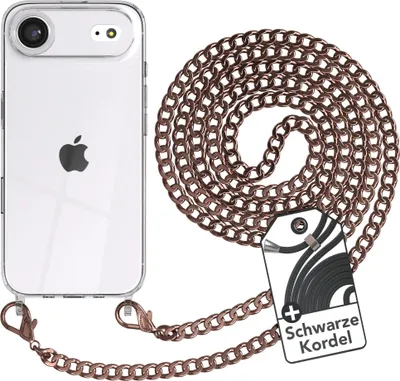 Produktbild von EAZY CASE Metall Handykette für Apple iPhone Air, Handyhülle mit Umhängeband, Silikonhülle, Metallkette für Smartphone in Rosa