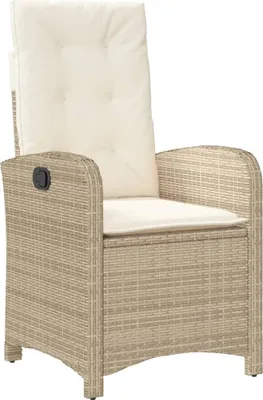 Produktbild von vidaXL Gartensessel mit Kissen Verstellbar Beige Poly Rattan