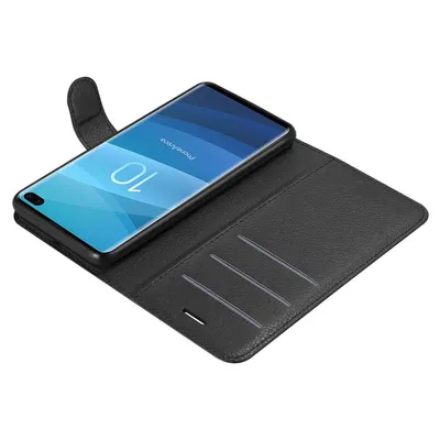Produktbild von Cadorabo Hülle für Samsung Galaxy S10 PLUS Schutz Hülle in Schwarz Handyhülle Etui Case Cover Magnetverschluss