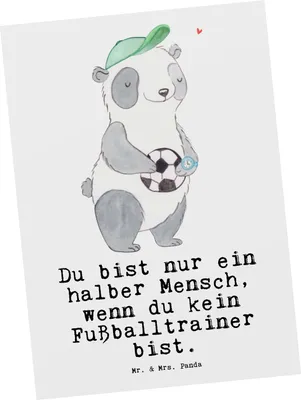 Produktbild von Mr. & Mrs. Panda Ansichtskarte Fußballtrainer Herz - Weiß - Geschenk, Fotokarte, Grußkarte, Postkarten, Lustig, Glücksbringer, Postkarte, Witzig, Spruch, Kunstkarten