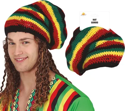 Immagine prodotto di Cappello da festival rastafariano Accessorio colorato per carnevale e feste a tema Ideale per feste di addio al celibato e occasioni di festa Copricapo alla moda, Colore: Multicolore