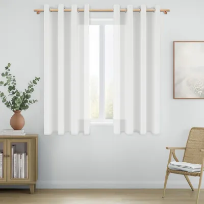 Productafbeelding van Transparante gordijnen met ingeponste oogjes, wit, set van 2, 160x140 cm, voor de woonkamer