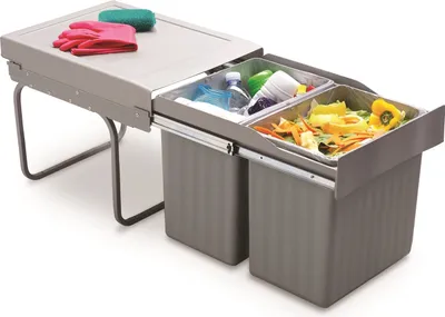 Produktbild von Victory Einbau-Abfallsammler Double Master 40Dt Alugrau 32 Liter Vollauszug
