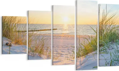 Produktbild von Bild auf Leinwand - Leinwandbild - Düne Strand Meer - 100x60cm - Wand Bild - Wanddeko - Wandbilder - Leinwanddruck - Bilder - Kunstdruck - Wanddekoration - Leinwand bilder - Wandkunst - EG100x60-3989