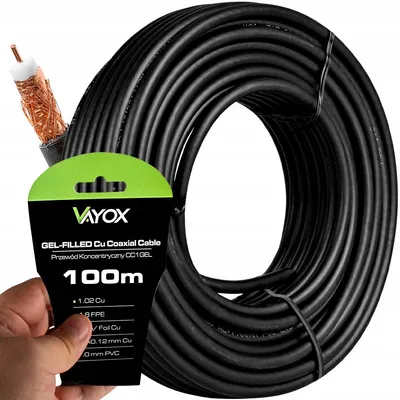 Zdjęcie produktu dla Vayox Kabel Antenowy CC1-100GEL | 100 m | 1.02 Cu | 4.8 FPE | Folia Cu | 7.0 mm PVC | Czarny