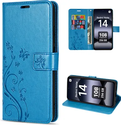 Produktbild von Hülle für Xiaomi Redmi Note 14 4G, Handy Tasche Handyhülle Wallet Case Flip Cover in Blau