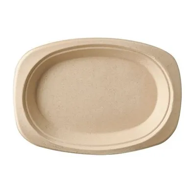 Produktbild von 500 Papstar Teller, Zuckerrohr pure oval 23 cm x 16 cm x 2 cm natur 87440