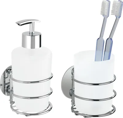 Produktbild von WENKO Turbo-Loc® Seifenspender Dosierer ohne bohren Zahn Putz Becher Bürsten Halter Bad WC
