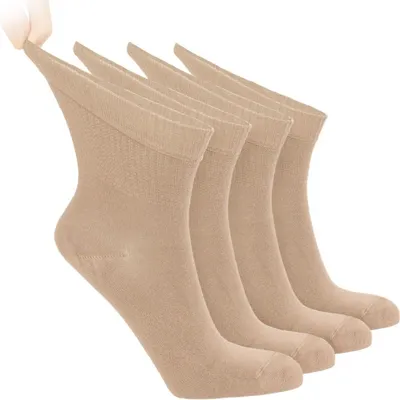Produktbild von NoblesBox Diabetikersocken Damensocken (Beutel, 4 Paar) Bambussocken 35-38 Beige