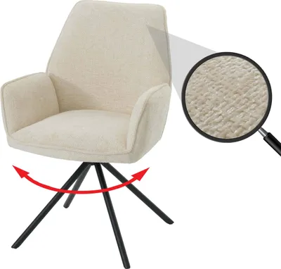 Produktbild von Esszimmerstuhl MCW-G67, Küchenstuhl Stuhl mit Armlehne, drehbar Auto-Position, Chenille MVG creme
