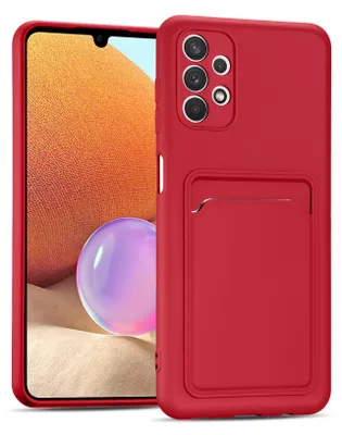 Zdjęcie produktu dla Etui na telefon komórkowy Samsung Galaxy A32 5G silikonowe etui ochronne z kieszenią na kartę Slim Wallet Case, czerwone