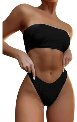 Immagine prodotto di Costume da bagno bikini senza spalline con push-up e vita alta