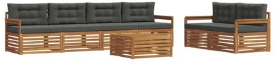 Produktbild von vidaXL Outdoor-Sofagarnitur mit Kissen 7 pcs Natur und Anthrazit
