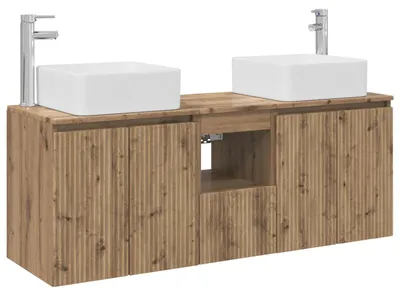 Image de vidaXL Ensemble de 3 meubles de salle de bain, style artisan, chêne, 53 x 35 x 63 cm