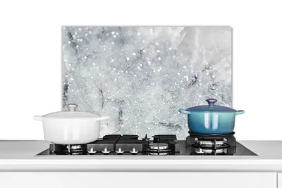 Produktbild von KitchenYeah®  Spritzschutz Küche - Küchenrückwand - Wandschutz für Herd und Spüle - Marmor - Luxus - Glitzer 60x40 - Alu-Dibond (Alternative zum Spritzschutz aus Glas) - Hitzebeständig - Herdspritzsch