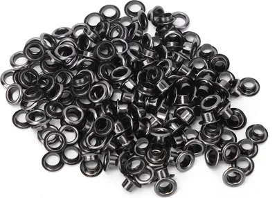 Productafbeelding van Set van 100 koperen oogjes, 4 mm, voor kleding en tassen, inclusief bevestigingsgereedschap, zwart
