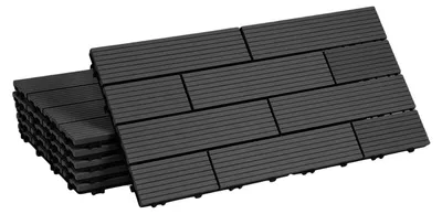 Produktbild von Vigevee 24 Stück Terrassenfliesen 30 x 60 cm mit Klicksystem, UV- und witterungsbeständig für Terrasse, Pool und Balkon Anthrazit