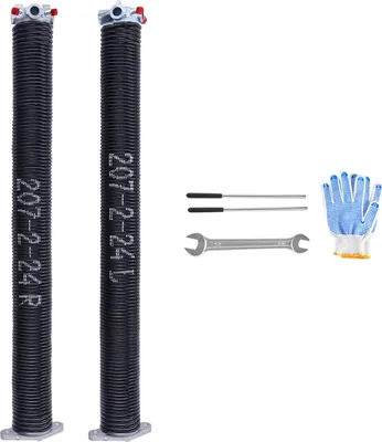 Obrázok produktu pre SucceBuy torzné pružiny garážových brán - pár, 0,207 x 2 x 24 palcov, menovitý počet cyklov 16 000. Elektroforéza, s čiernym povlakom, na výmenu. Dodávané s protišmykovými navíjacími tyčami