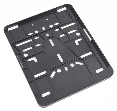 Zdjęcie produktu dla Uchwyt na tablicę rejestracyjną do motocykla, wymiary 180x200 mm, kolor czarny, wysoki połysk, odporny na promieniowanie UV, przeznaczony do użytku w myjniach automatycznych