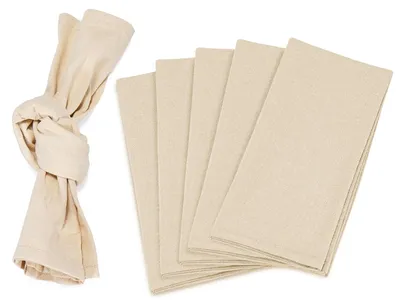 Stoffservietten 40x40 cm, 6er-Set, Baumwolle, Beige, wiederverwendbar