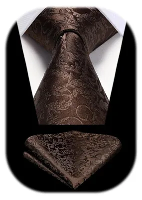 Productafbeelding van Stropdas Pochet stropdassen - Massief paisley patroon - Geweven - Set met pochet voor heren
